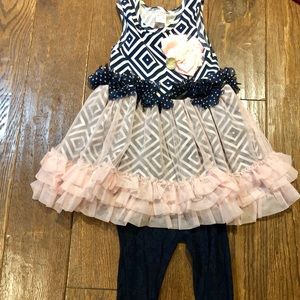 Giggle Moon 2 piece lace leggings(NAVY)